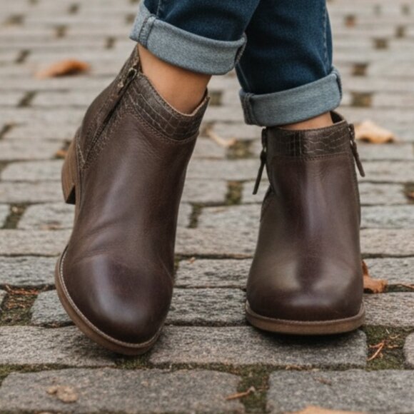 Softwalk Women's Rubi Ankle Boots - Dark Brown Croco - Size 11 M - Picture 6 of 6